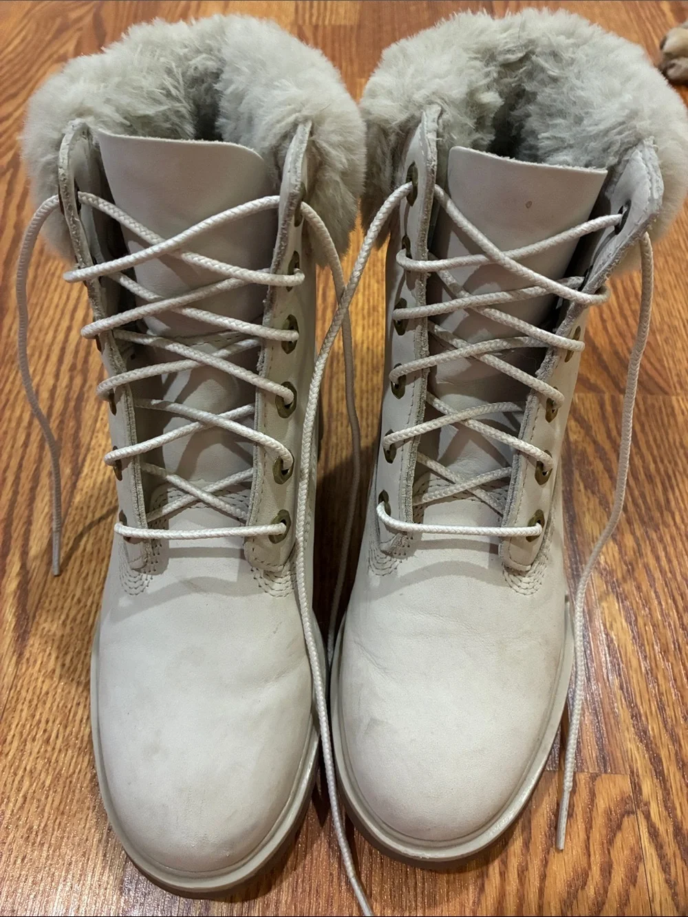 Timberland Women's Cream Lace-Up Winter Boots